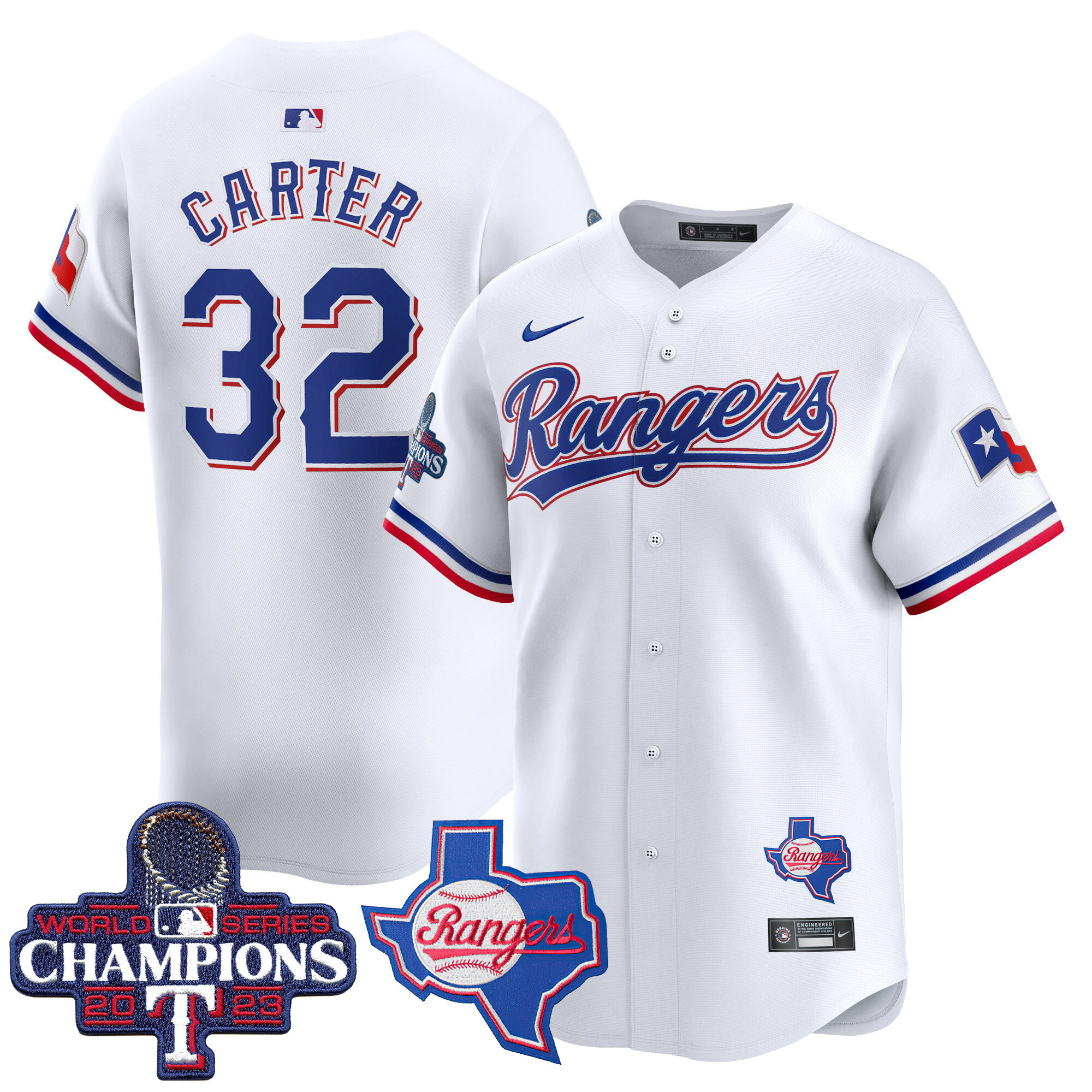 Evan Carter Men's Texas Rangers World Series Champions Vapor Premier Limited V2 White Jersey - All Stitched
