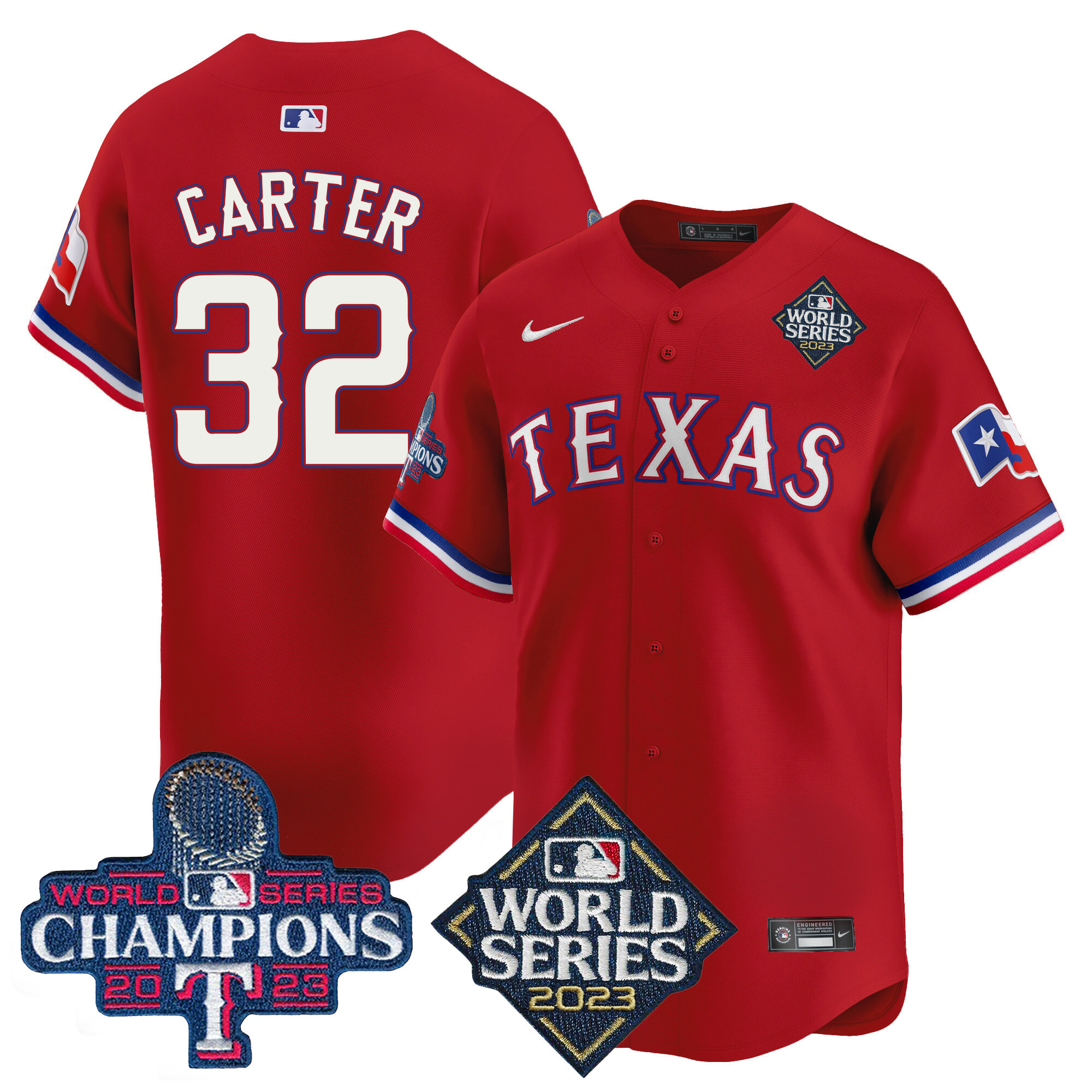 Evan Carter Men's Texas Rangers World Series Champions Vapor Premier Limited V4 Red Jersey - All Stitched