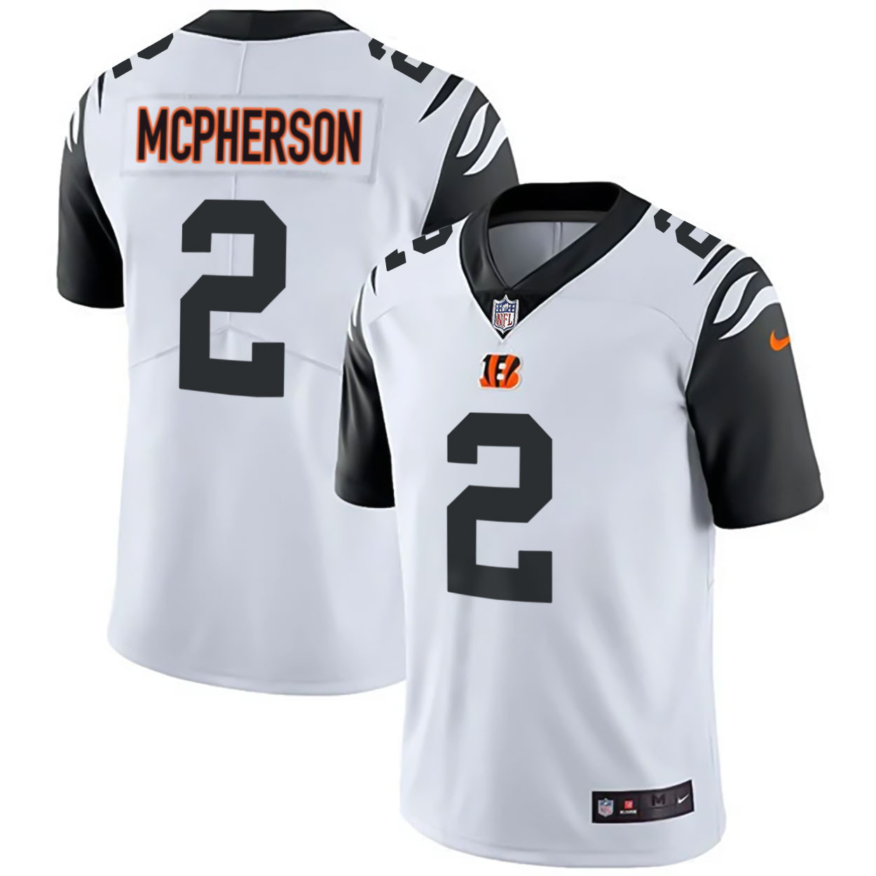Evan McPherson Men's Cincinnati Bengals White Gold & Black Gold Color Rush Jersey - All Stitched 