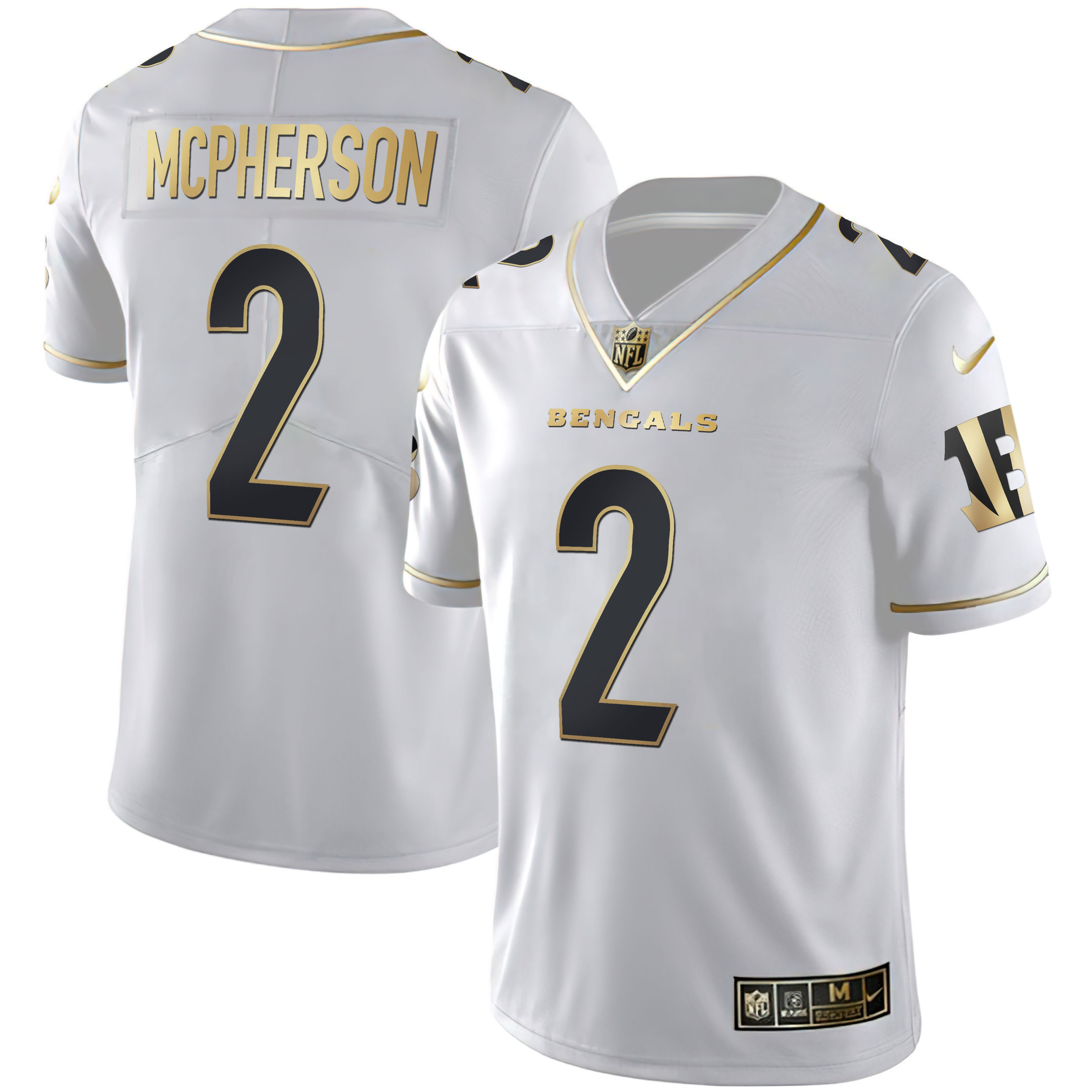Evan McPherson Women's Cincinnati Bengals White Gold & Black Gold White Gold Jersey - All Stitched 