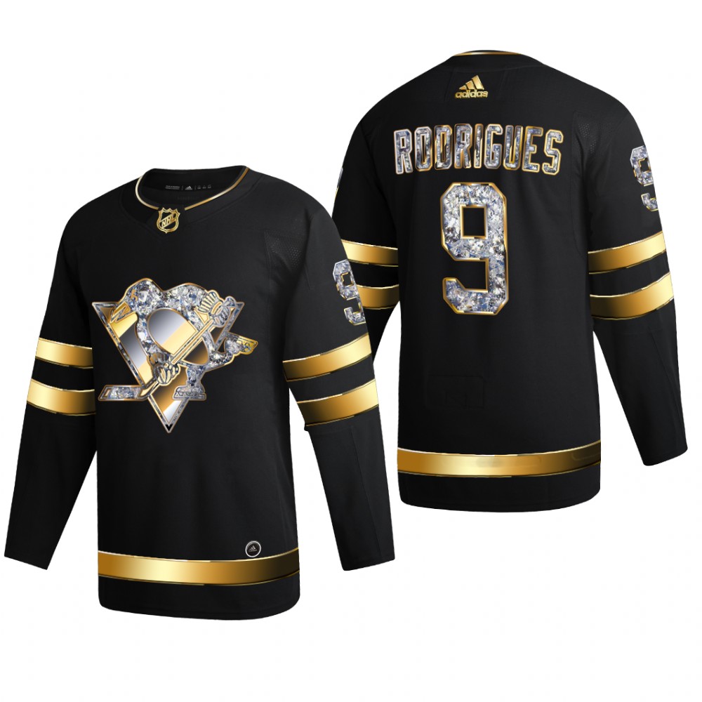 Evan Rodrigues #9 Pittsburgh Penguins 2022 Stanley Cup Playoffs Black Diamond Edition Jersey