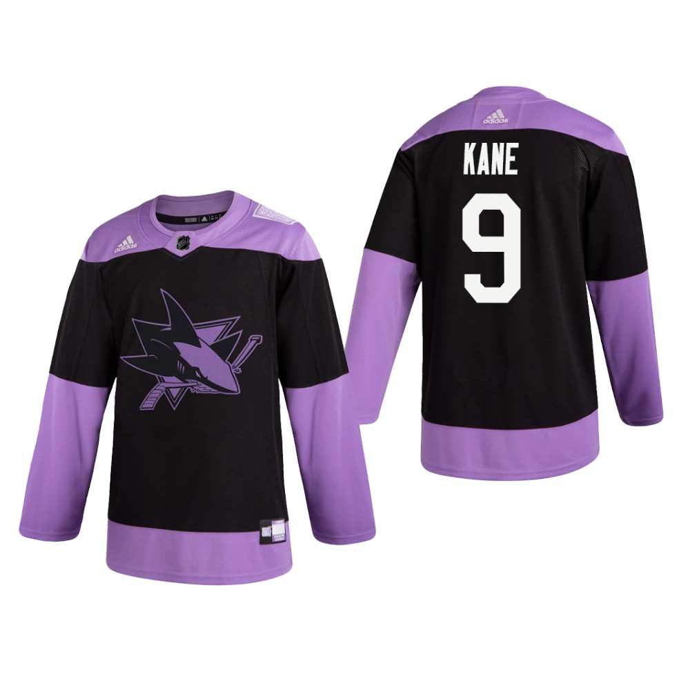 Evander Kane #9 San Jose Sharks 2019  Fights Cancer Black Practice Jersey