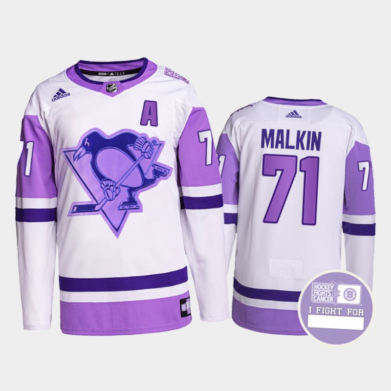 Evgeni Malkin #71 Pittsburgh Penguins Fights Cancer White Purple Primegreen Jersey