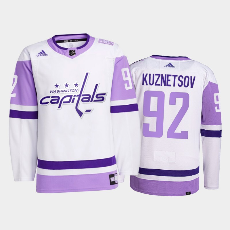 Evgeny Kuznetsov #92 Washington Capitals 2021 FightsCancer White Primegreen Jersey