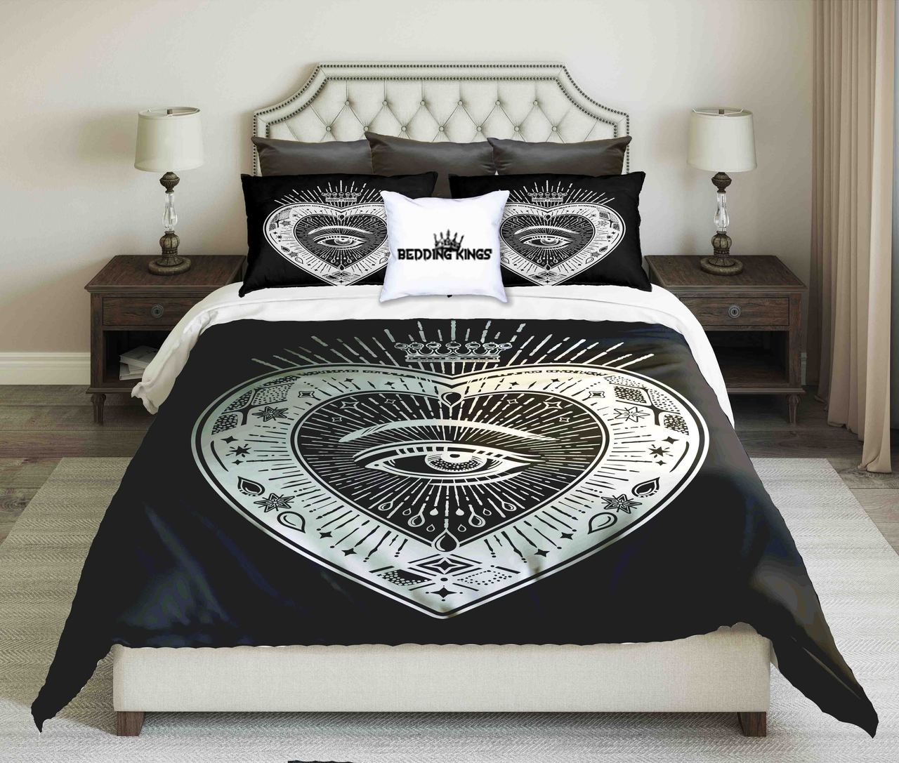 Eye Of Heart Black White Kings 3D Customized Duvet Cover Bedding Set