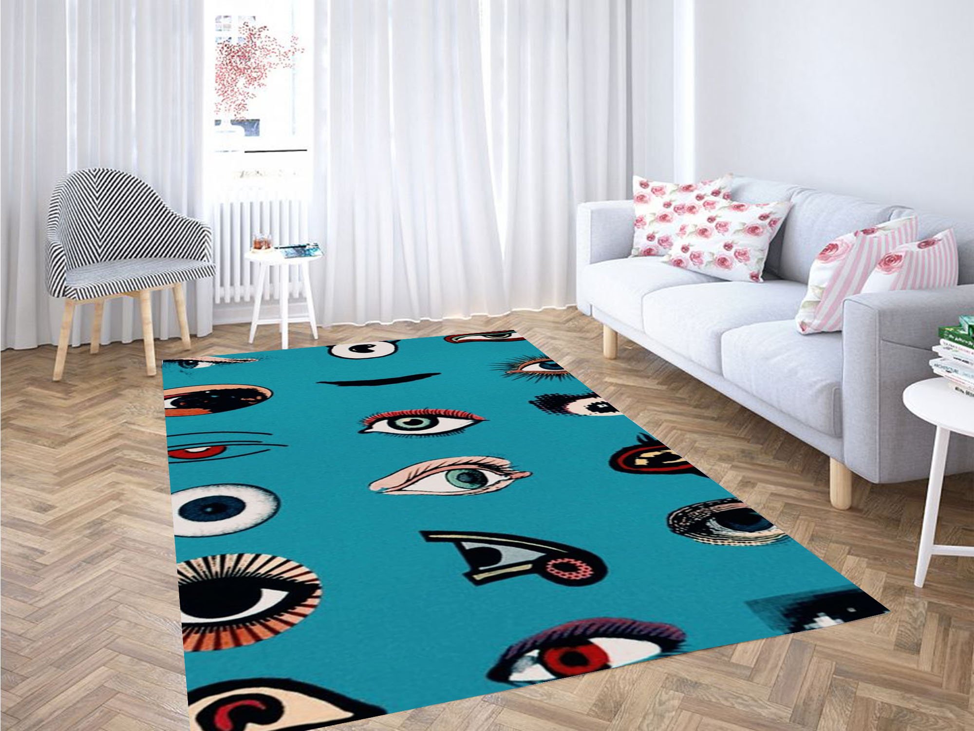 Eyes Blue Wallpaper Carpet Rectangle Rug
