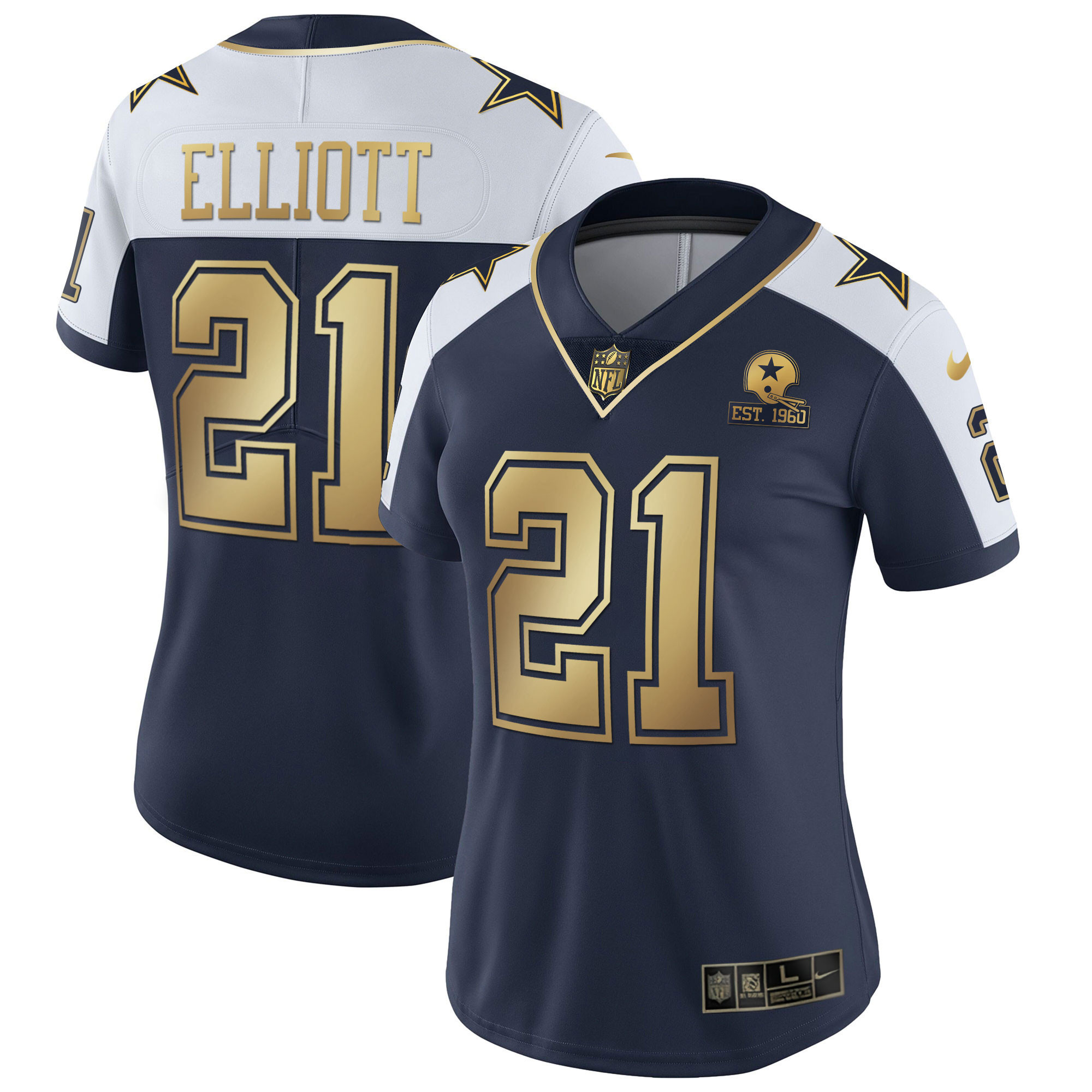 Ezekiel Elliott Dallas Cowboys Alternate Vapor Navy Gold Limited Jersey - All Stitched 