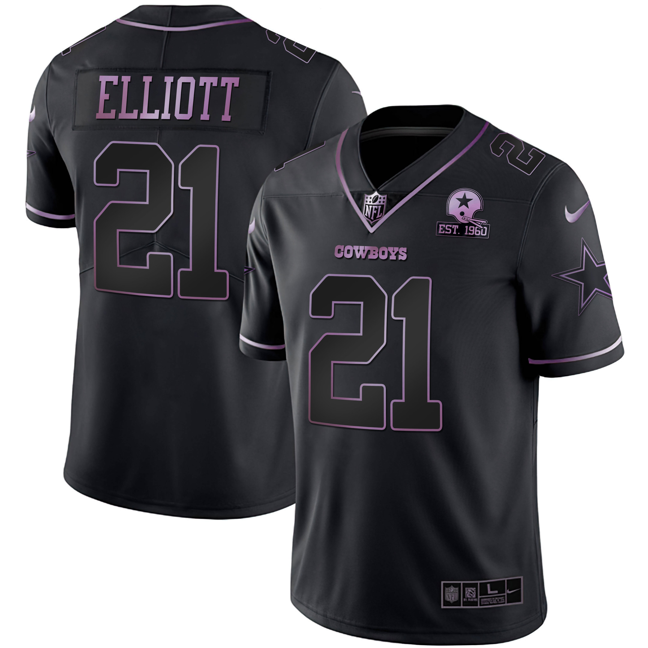 Ezekiel Elliott Dallas Cowboys Deep Purple Vapor Limited Est 1960 Patch Jersey - All Stitched 