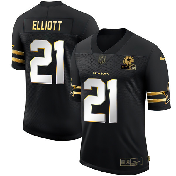 Ezekiel Elliott Men's Dallas Cowboys Black Gold Collection Vapor Jersey - All Stitched 