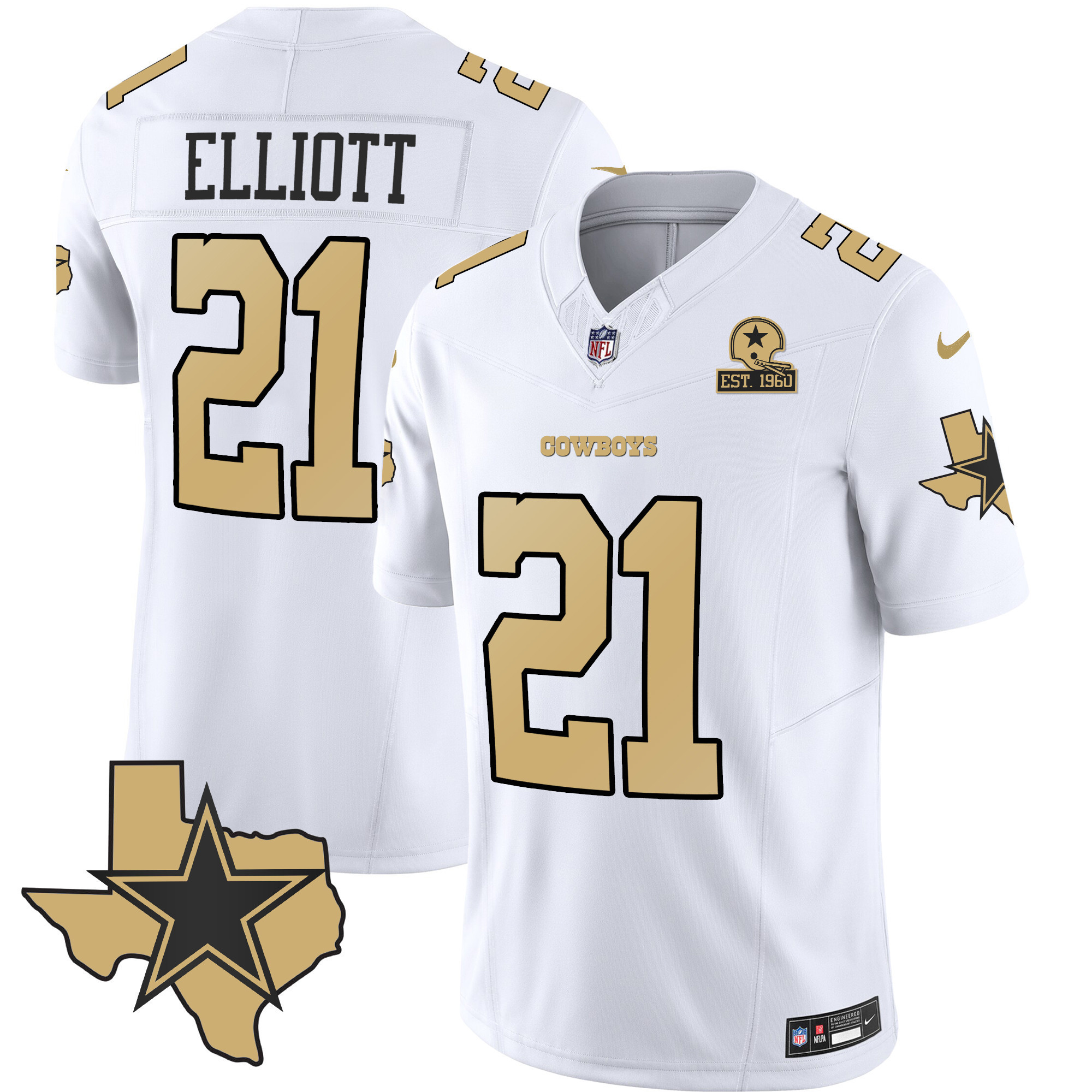 Ezekiel Elliott Men's Dallas Cowboys Special Vapor Limited White Jersey - All Stitched 