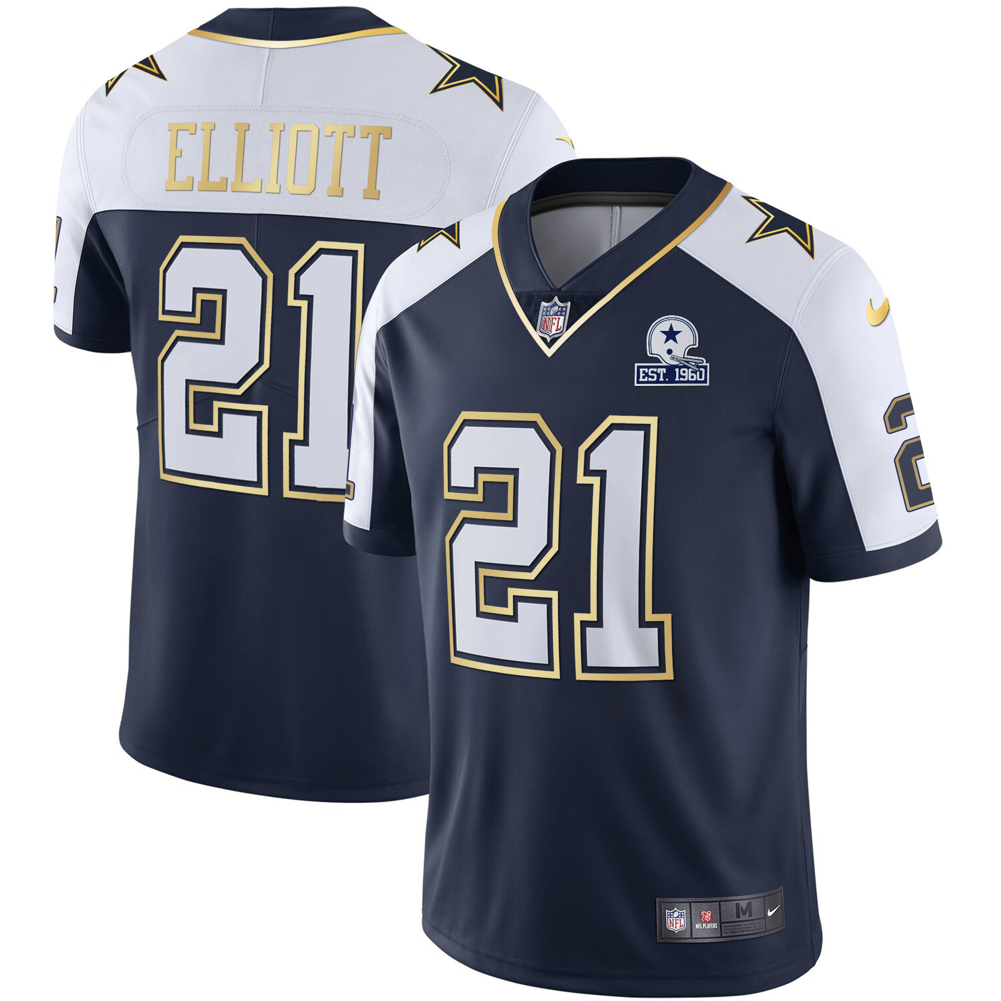 Ezekiel Elliott Men's Dallas Cowboys Vapor Gold Alternate Jersey - All Stitched 