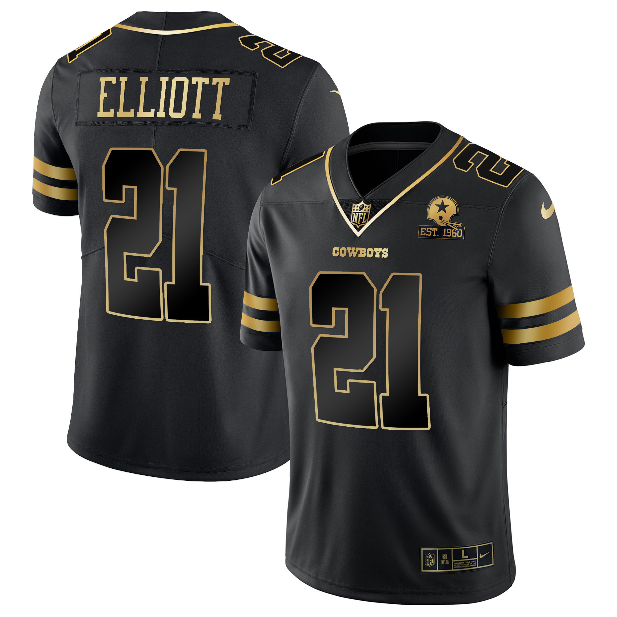 Ezekiel Elliott Men's Dallas Cowboys Vapor Gold Black Gold Jersey - All Stitched 