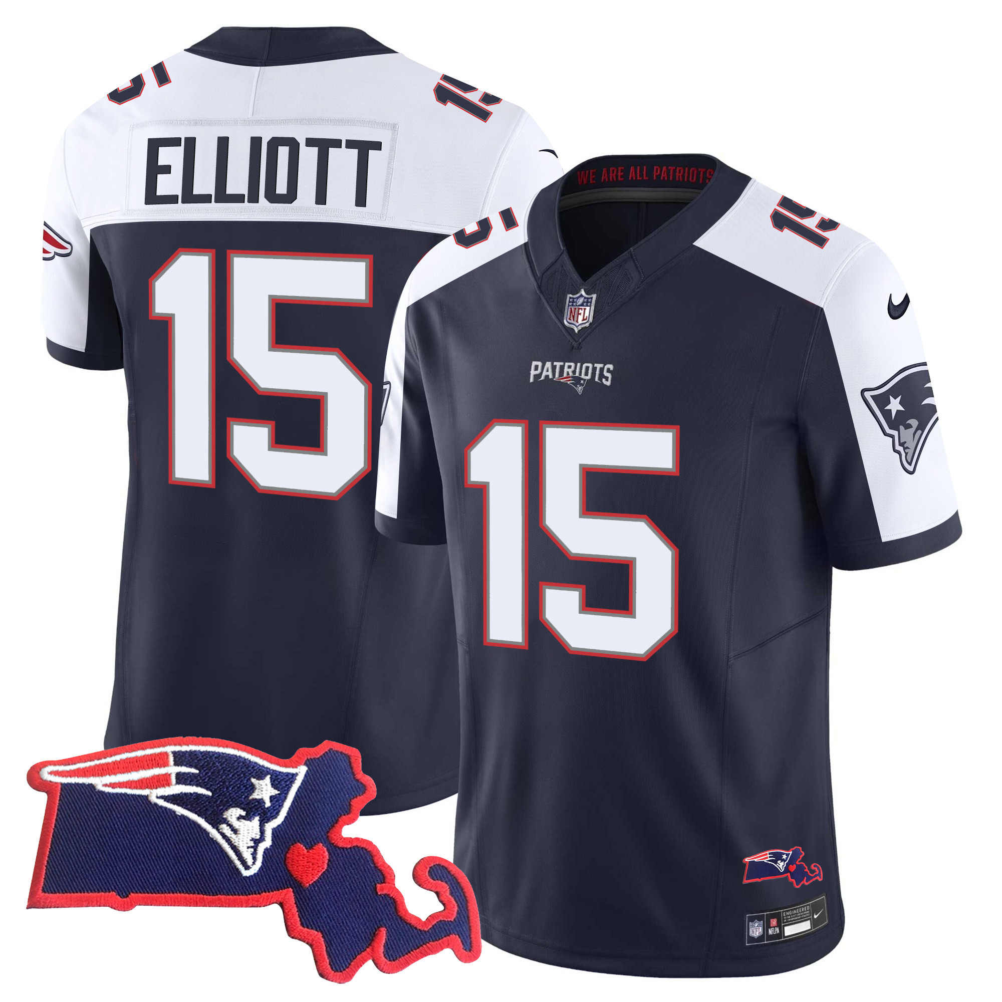 Ezekiel Elliott Men's New England Patriots Bill Belichick "SB 36, 38, 39, 49, 51 Champions" Vapor Alternate Jersey - All Stitched 