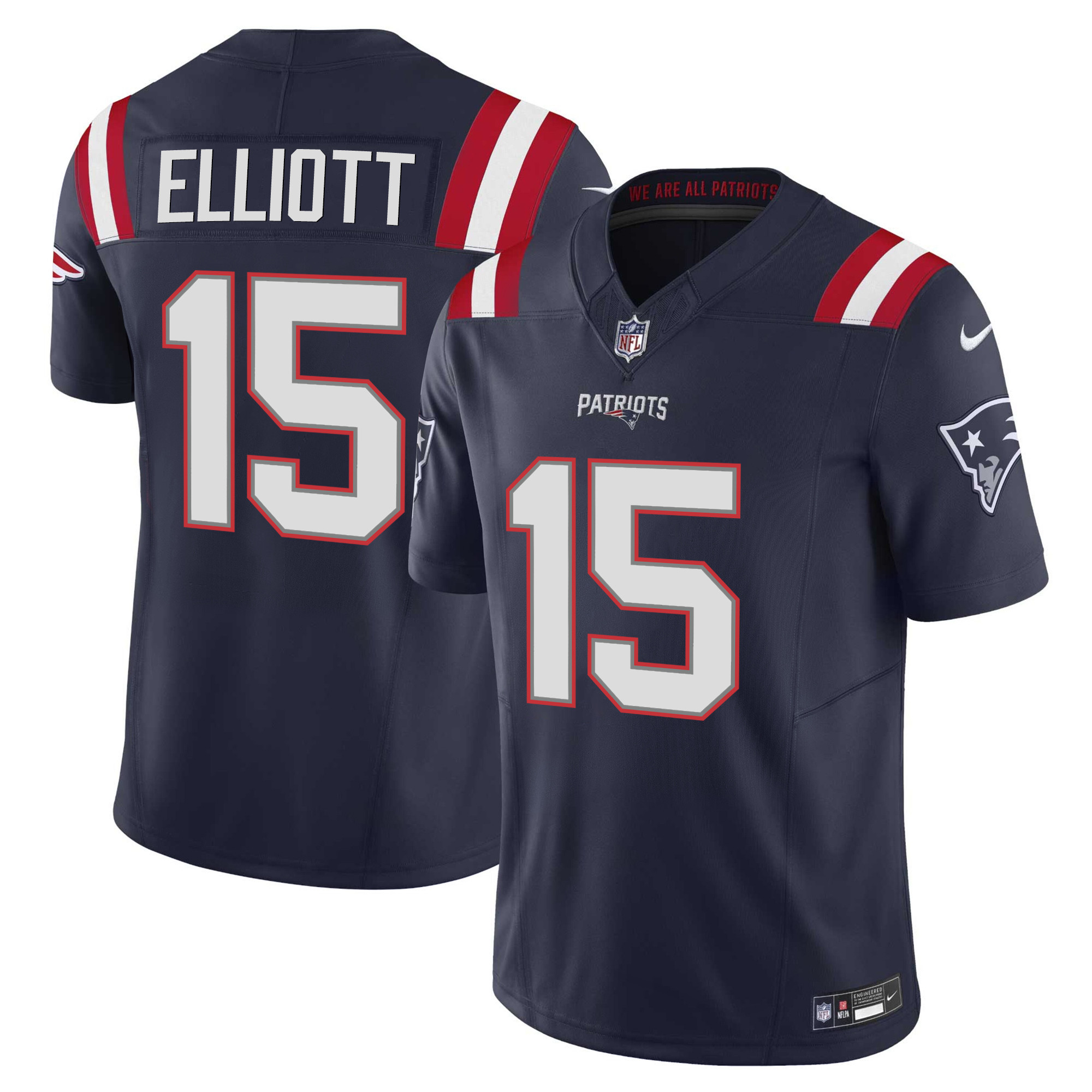 Ezekiel Elliott Men's New England Patriots Vapor Limited Navy Jersey - All Stitched 