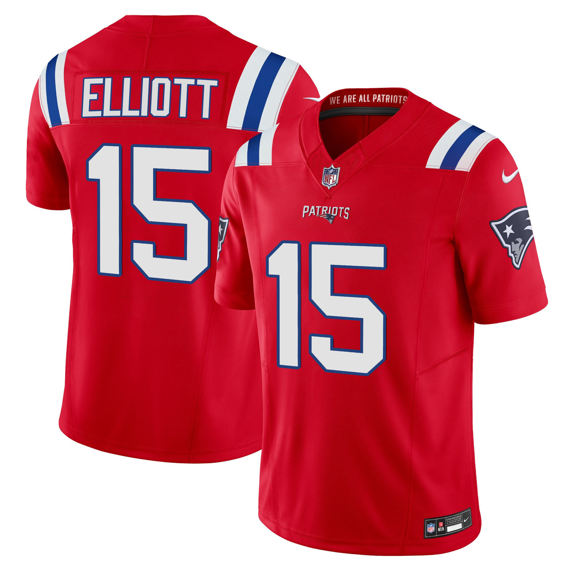 Ezekiel Elliott Men's New England Patriots Vapor Limited Red Jersey - All Stitched 