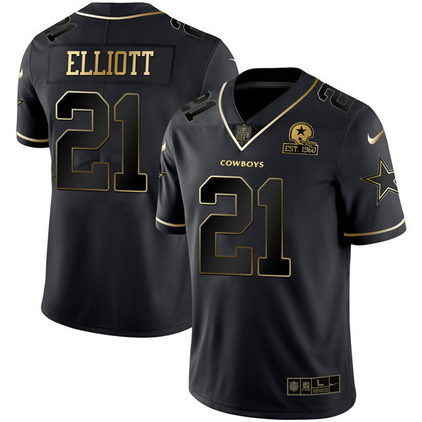 Ezekiel Elliott Women's Dallas Cowboys Gold & Split Vapor Est 1960 Patch Black Gold Jersey - All Stitched 