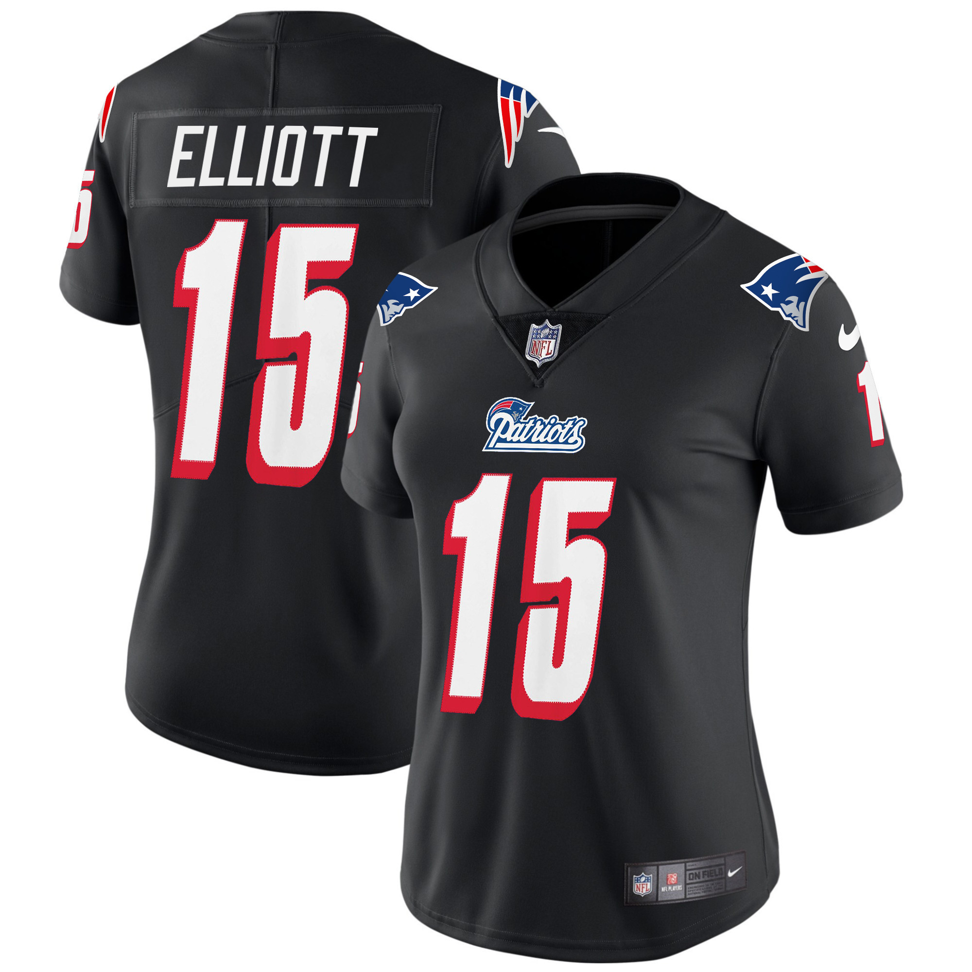 Ezekiel Elliott Women's New England Patriots 1996 Throwback Limited Vapor Black Jersey - All Stitched 