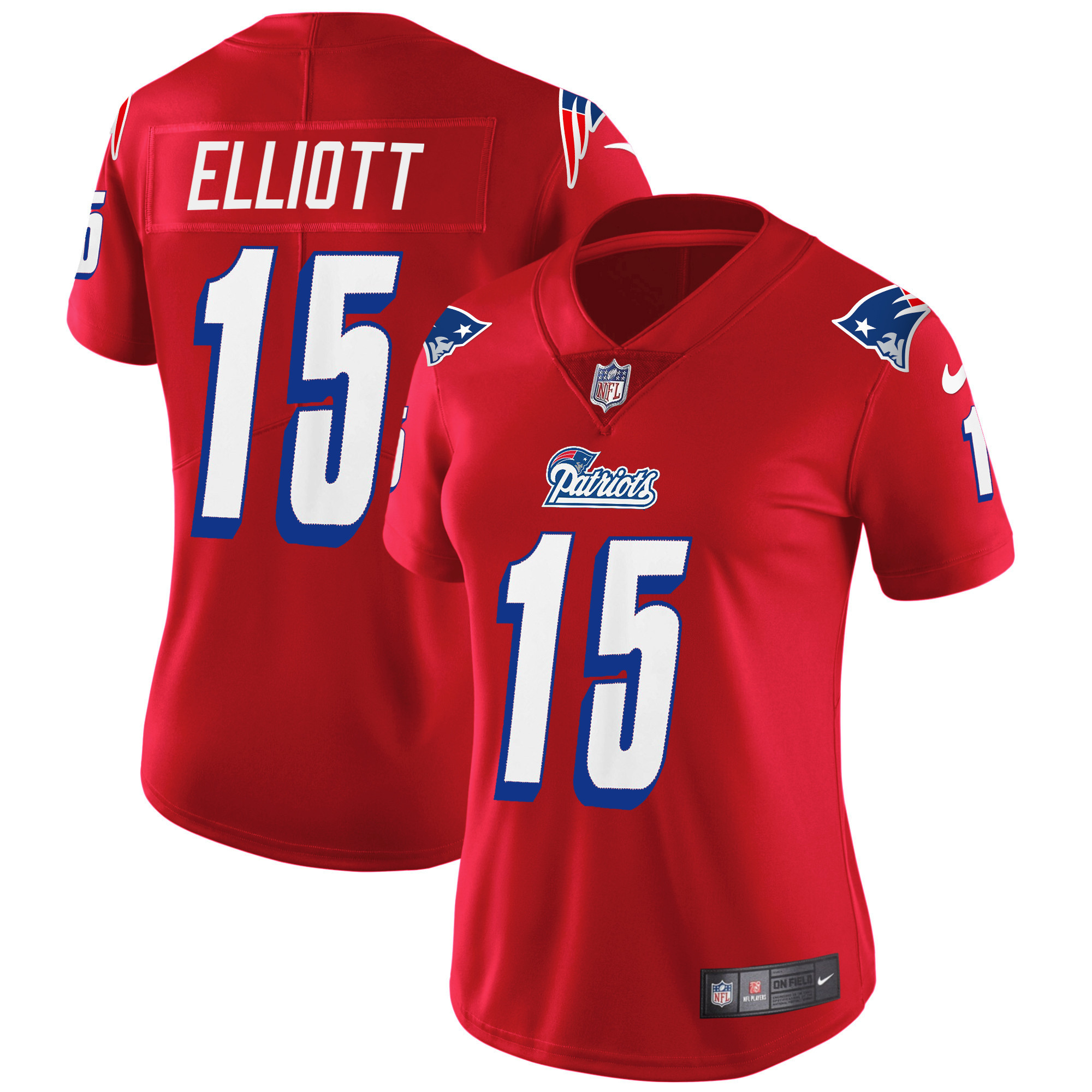 Ezekiel Elliott Women's New England Patriots 1996 Throwback Limited Vapor Red Jersey - All Stitched 