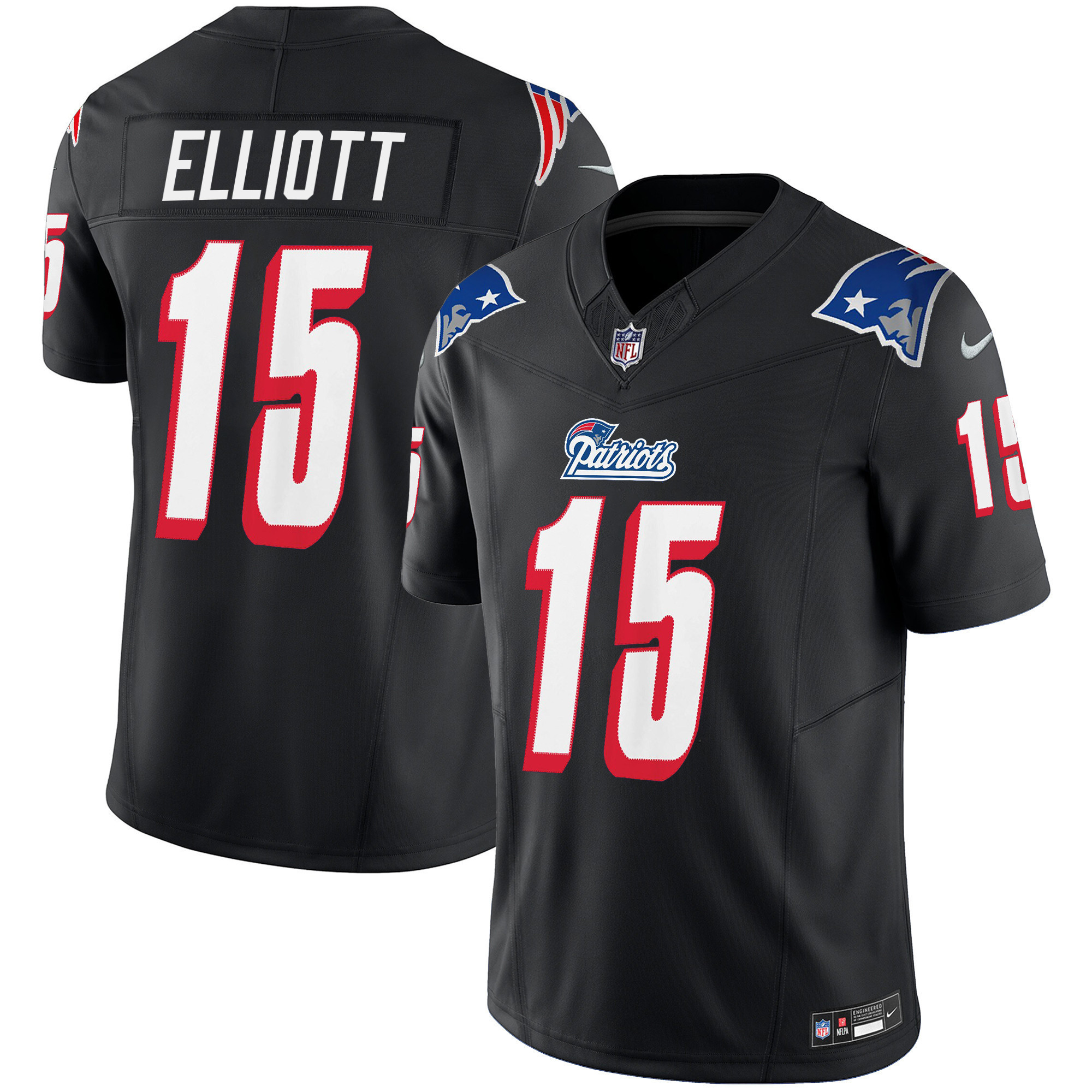 Ezekiel Elliott Youth's New England Patriots 1996 Throwback Limited Vapor Black Jersey - All Stitched 
