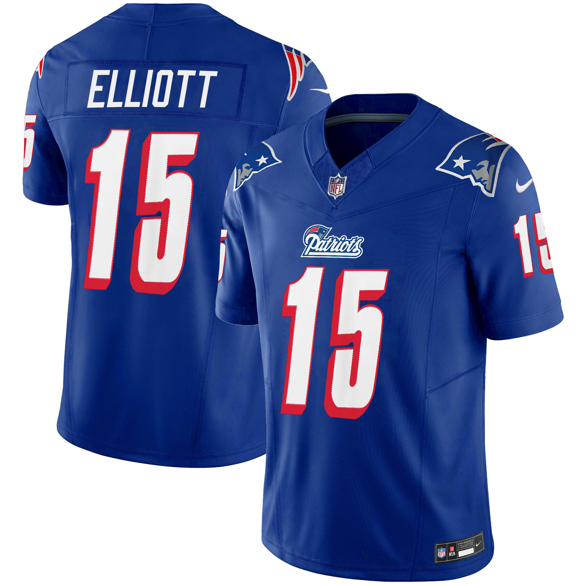 Ezekiel Elliott Youth's New England Patriots 1996 Throwback Limited Vapor Royal Jersey - All Stitched 