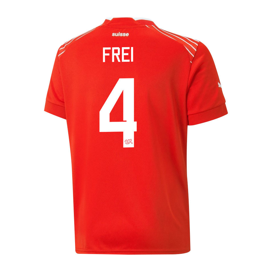Fabian Frei 4 Switzerland National Team FIFA World Cup Qatar 2022 Patch – Home Men Soccer Jersey