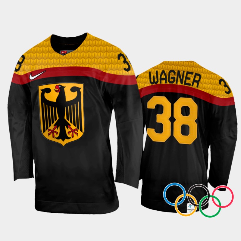 Fabio Wagner Germany Black Away Jersey 2022 Winter Olympics