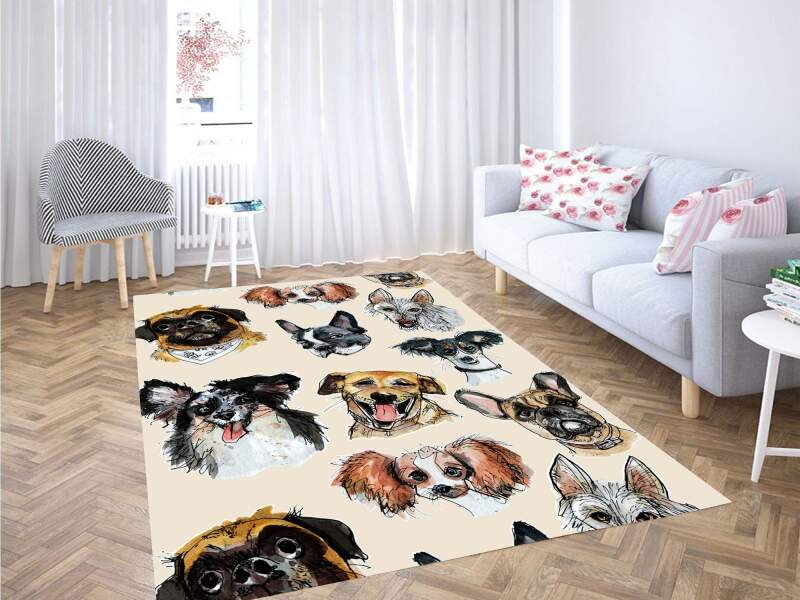 Face Of Dogs Carpet Rectangle Rug