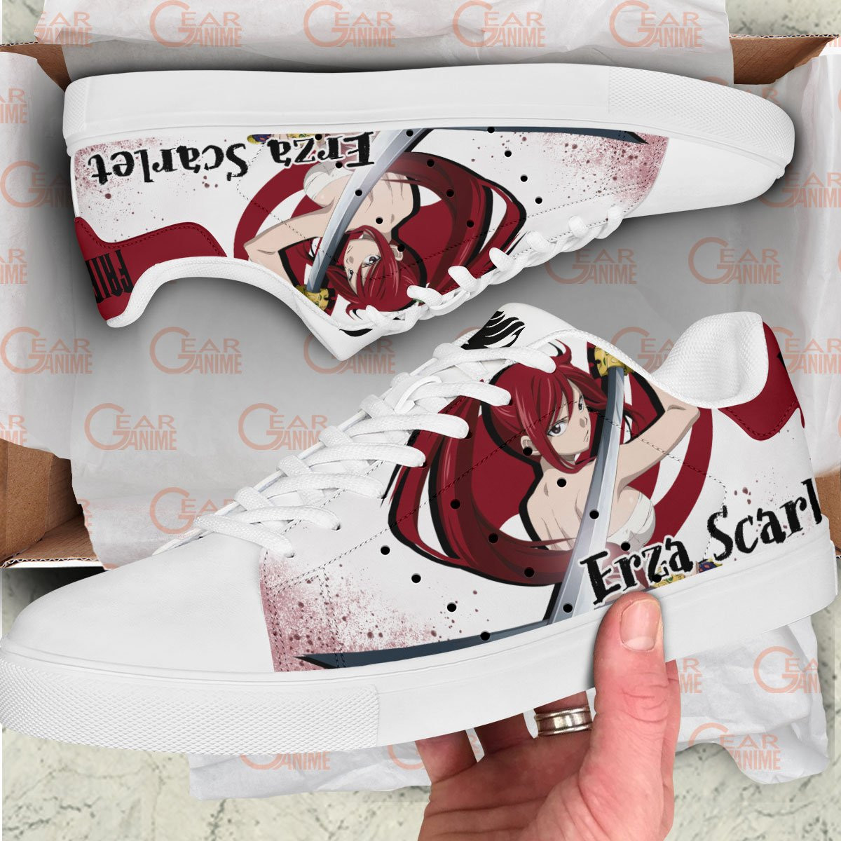 Fairy Tail Erza Scarlet Skate Sneakers Custom Anime Shoes