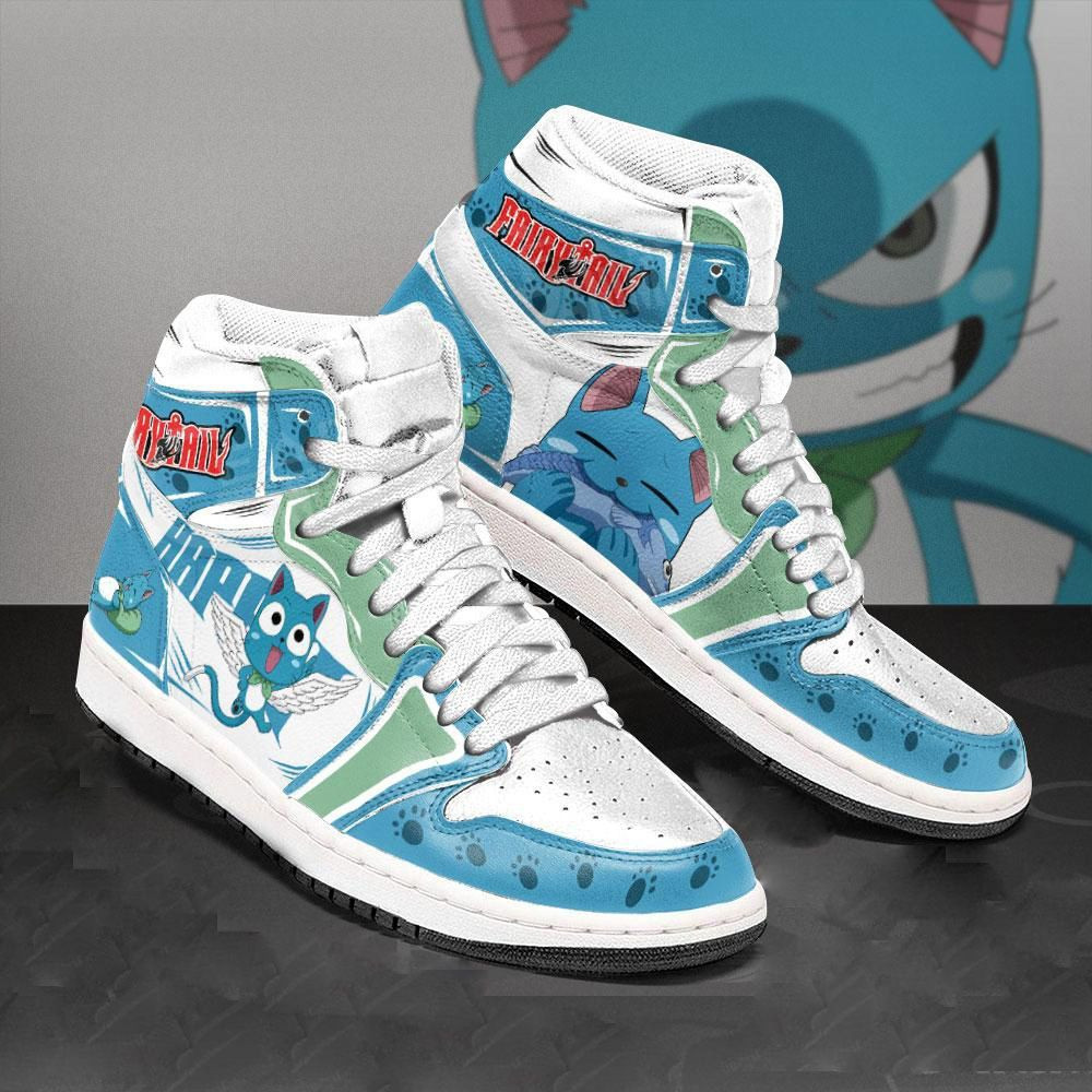 Fairy Tail Happy Anime 1 High Top Air Jordan Sneaker, Air Jordan Hightop