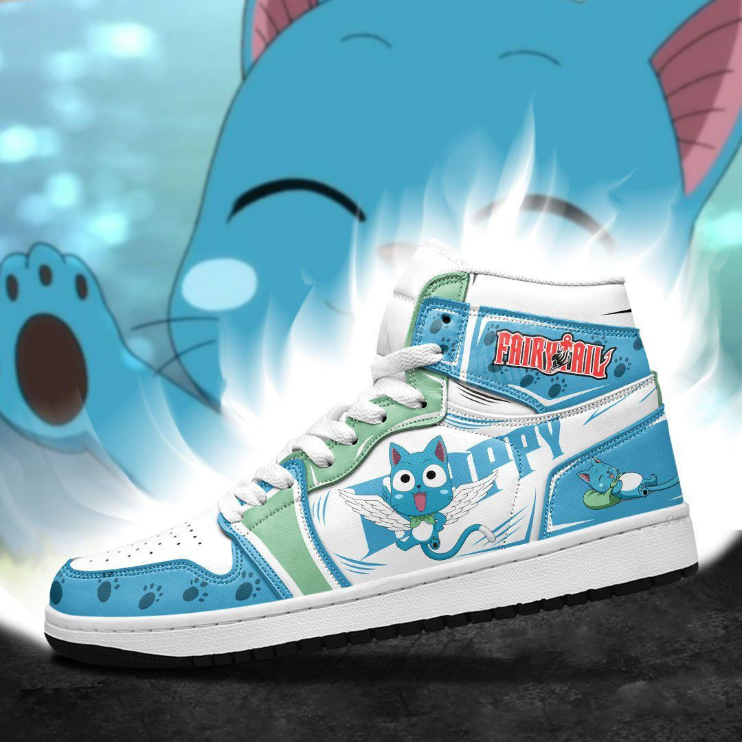 Fairy Tail Happy Anime 1 High Top Air Jordan Sneaker, Air Jordan Hightop