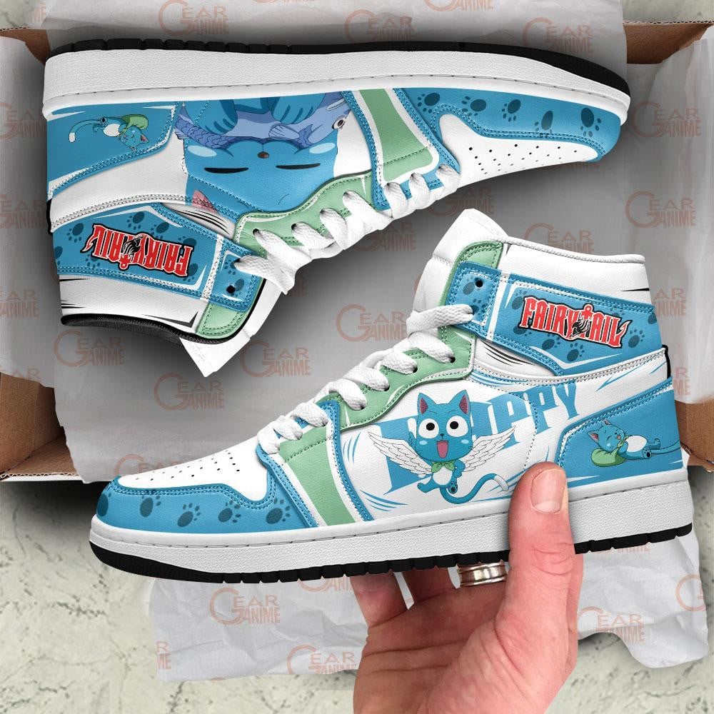 Fairy Tail Happy JD1s Sneakers Anime Shoes, Air Jordan Hightop
