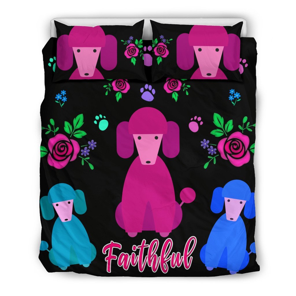 Faithful Poodles Cute Dog Poodle Dogs 3D Customized Duvet Cover Bedding Set