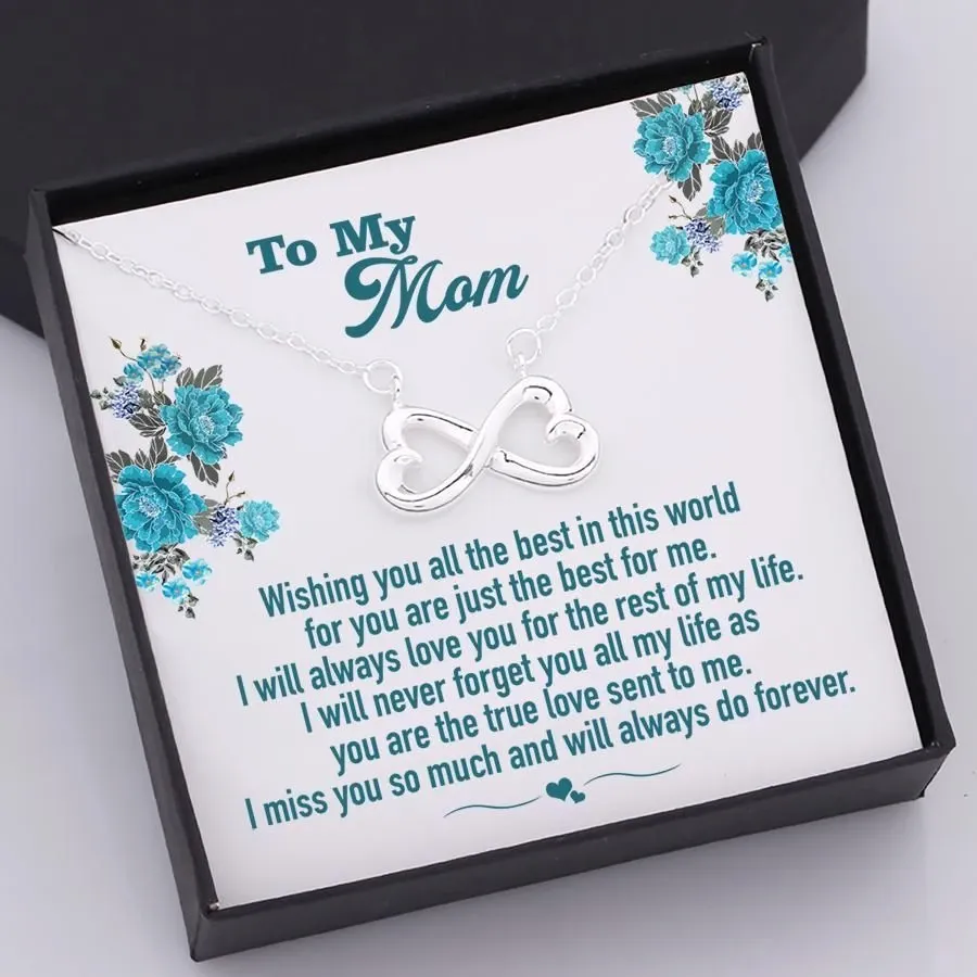 Family  Gift For Mom Loving Message Infinity Heart Necklace Wishing You All The Best