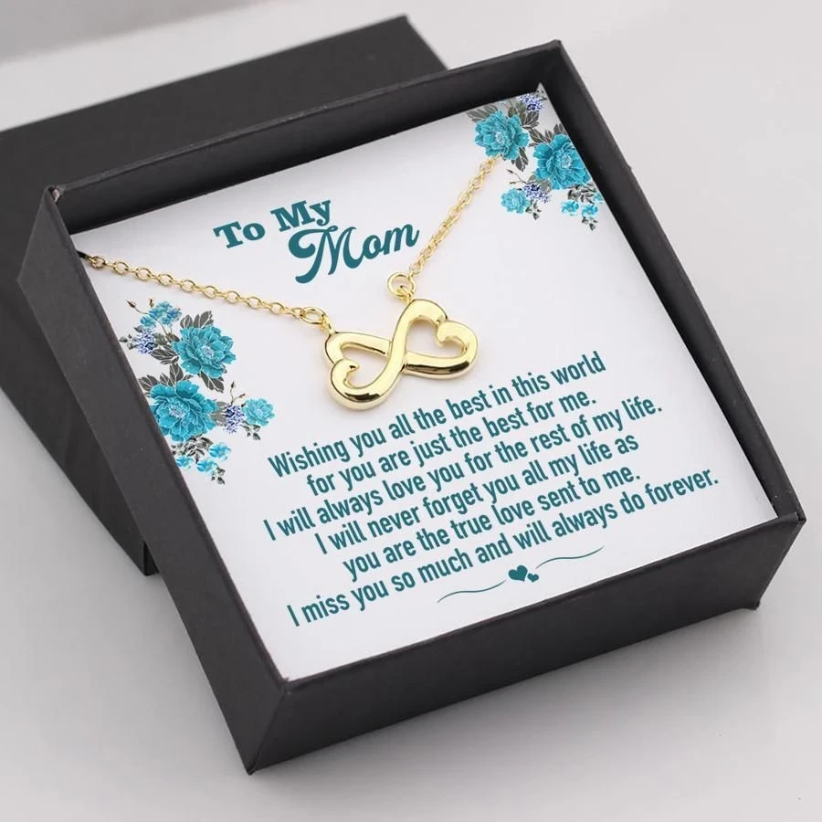 Family  Gift For Mom Loving Message Infinity Heart Necklace Wishing You All The Best