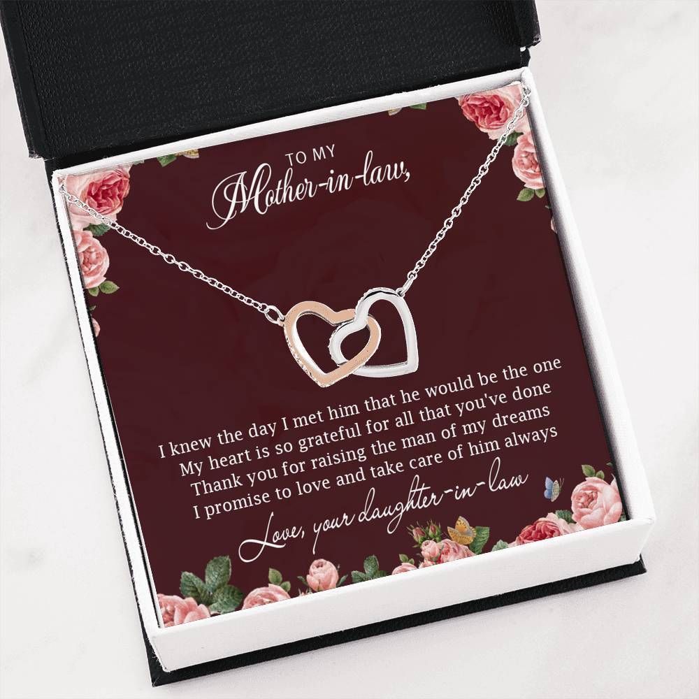 Family  The Day I Met Him Interlocking Hearts Necklace Gift For Mother-in-law