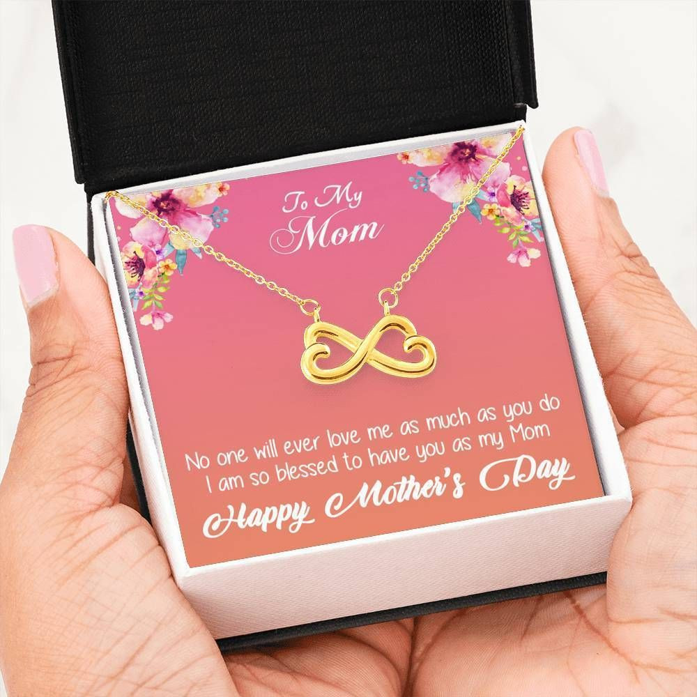 Family Blessed To Have You As My Mom Silver Infinity Heart Necklace Gift For Mom