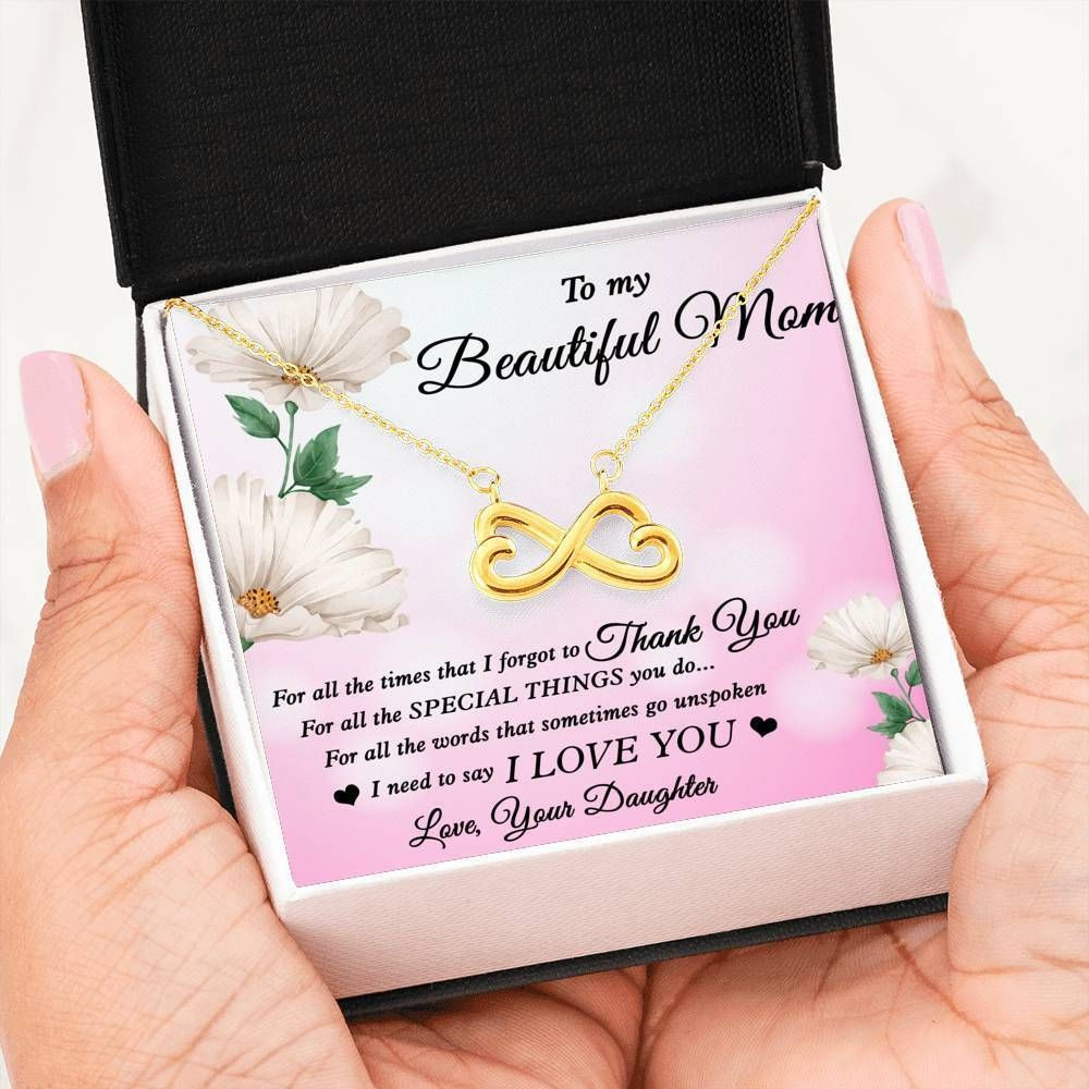 Family Gift For Mom Message Infinity Heart Necklace I Need To Say I Love You