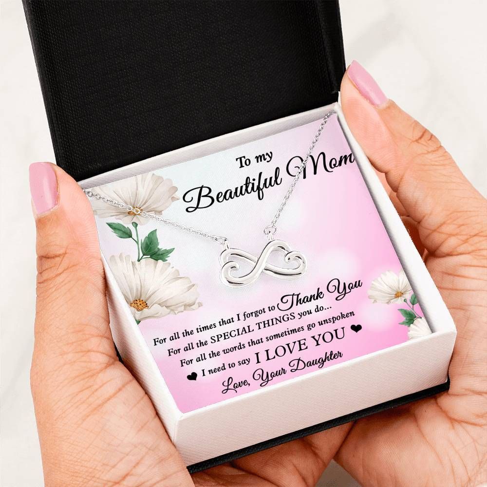 Family Gift For Mom Message Infinity Heart Necklace I Need To Say I Love You