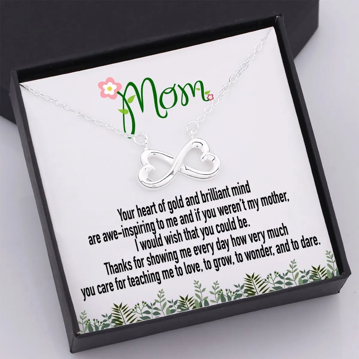 Family Gift For Mom Thankful Loving Message Infinity Heart Necklace