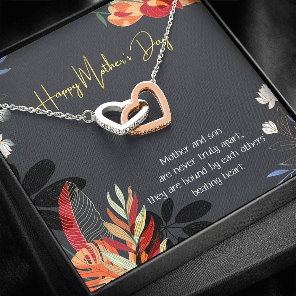Family Happy Mother’s Day Mother And Son Are Bound By Each Others’ Beating Heart Interlocking Hearts Necklace