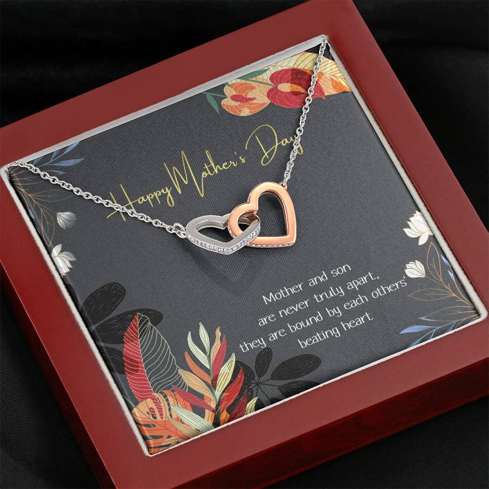 Family Happy Mother’s Day Mother And Son Are Bound By Each Others’ Beating Heart Interlocking Hearts Necklace