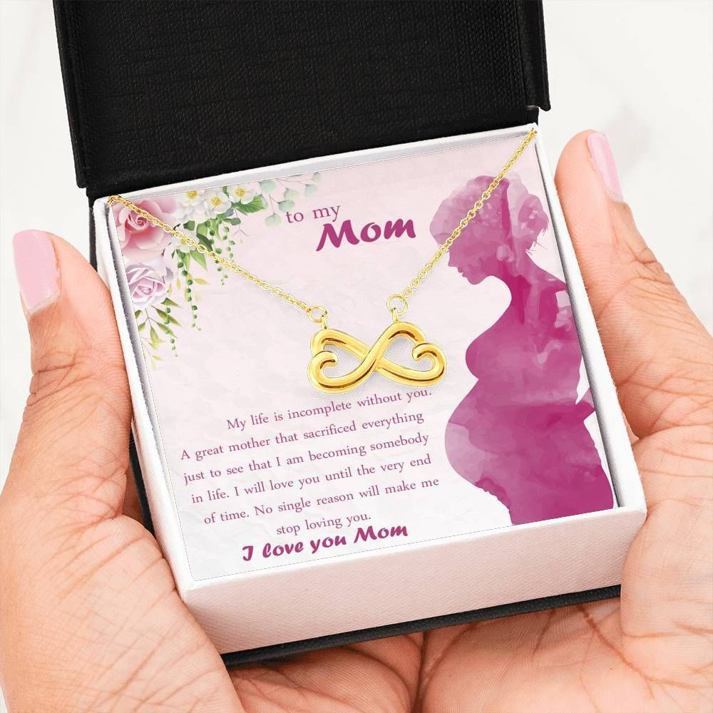 Family I Love You Mom Infinity Heart Necklace For Mom
