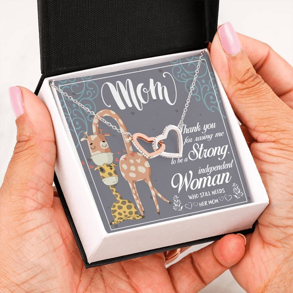 Family Mother Day  Interlocking Hearts Necklace Thank You For Raising Me To Be Strong Giving For Mom