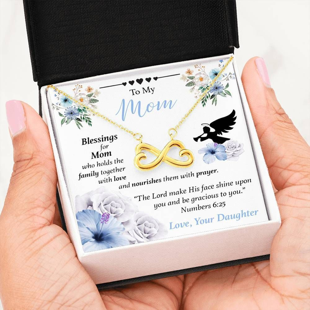 Family Mother Day Blessings For Mom Infinity Heart Necklace