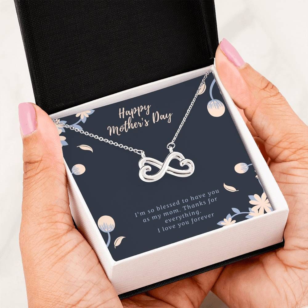 Family Mother’s Day Gift For Mom I Love You Forever Silver Infinity Heart Necklace