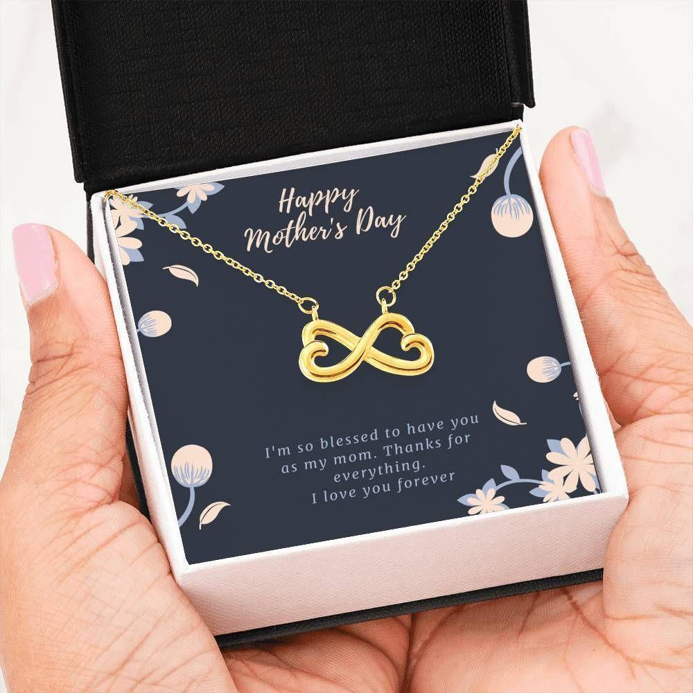 Family Mother’s Day Gift For Mom I Love You Forever Silver Infinity Heart Necklace