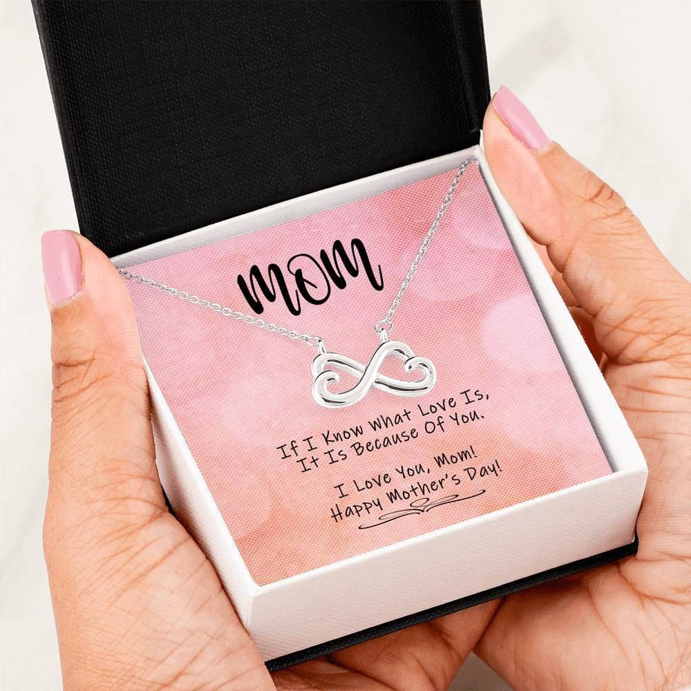Family Mother’s Day Gift For Mom Silver Infinity Heart Necklace I Love You