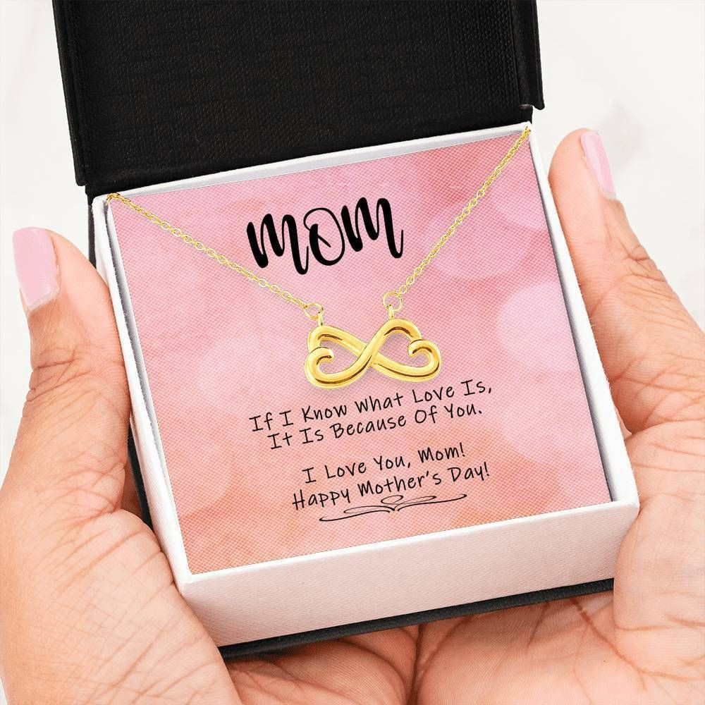 Family Mother’s Day Gift For Mom Silver Infinity Heart Necklace I Love You