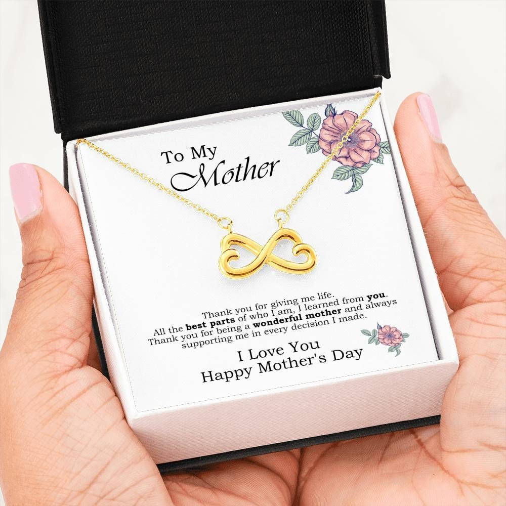 Family Mother’s Day Gift For Mom Thanks For Giving Me Life Silver Infinity Heart Necklace