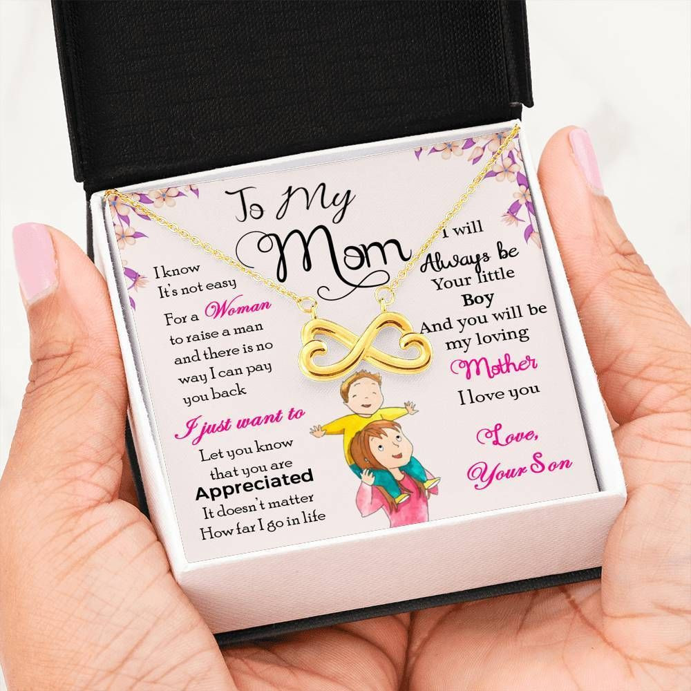 Family Son Gift For Mom Silver Infinity Heart Necklace You Will Be My Loving